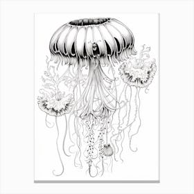 Upside Down Jellyfish Pencil Drawing 8 Canvas Print