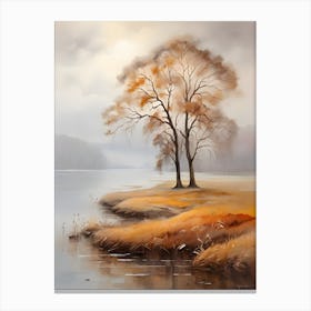 Two Trees By The Lake . 1 Canvas Print