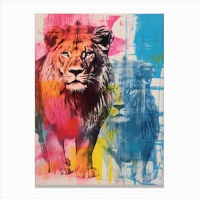 Lion Screen Print Inspired 1 Canvas Print