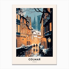 Winter Night  Travel Poster Colmar France 2 Canvas Print