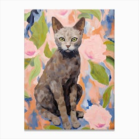 A Devon Rex Cat Painting, Impressionist Painting 3 Canvas Print