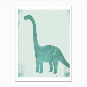 Blue Brontosaurus Dinosaur Silhouette 3 Canvas Print