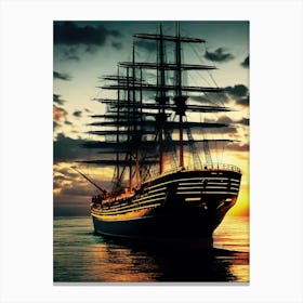 Sailing Ship At Sunset 6 Canvas Print