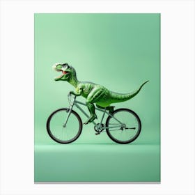 Dinosaur On A Bike Canvas Print