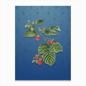 Vintage Raspberry Botanical on Bahama Blue Pattern n.0239 Canvas Print