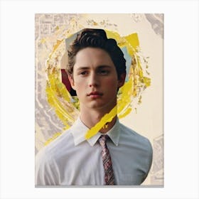 Logan Lerman Retro Collage Movies Canvas Print