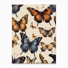 Butterflies On A White Background Canvas Print