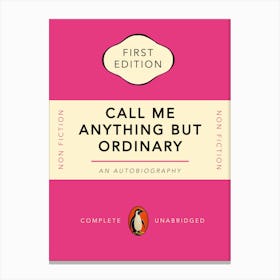 Call Me Anything Book Cover Art Print Canvas Print