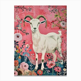 Floral Animal Painting Goat 3 Canvas Print
