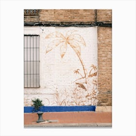 Palm Tree On A Wall // Valencia, Spain, Travel Photography Canvas Print