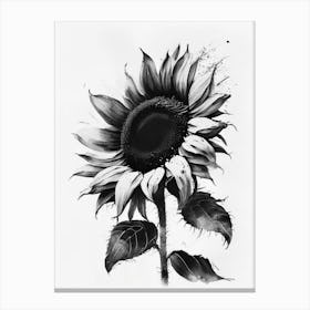 Sunflower Symbol Black And White Painting Canvas Print