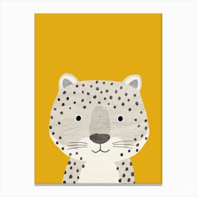 Snow Leopard Yellow Canvas Print