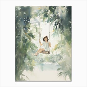 Girl On Swing Canvas Print