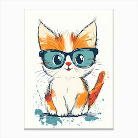 Cute Cat In Glasses Canvas Print