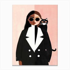 Portrait Of A Woman With A Cat 1 Canvas Print