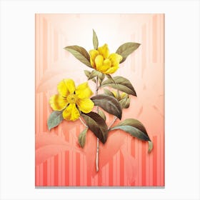 Golden Guinea Vine Vintage Botanical in Peach Fuzz Awning Stripes Pattern n.0102 Canvas Print