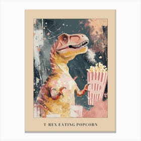 T Rex Dinosaur Eating Popcorn At The Cinema 2 Poster Canvas Print
