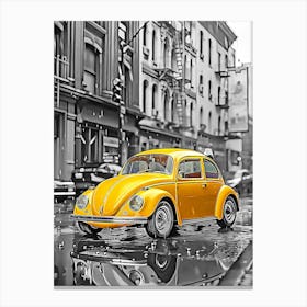 Yellow Volkswagen Beetle Canvas Print