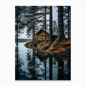 Evening in the magical lake Canvas Print