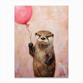 Cute Otter 4 With Balloon Canvas Print
