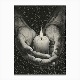 Candle In The Hands Canvas Print