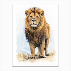 Barbary Lion Facing A Storm Clipart 2 Canvas Print