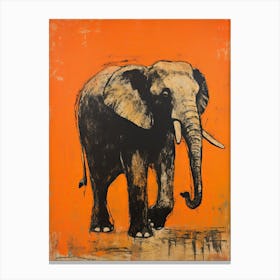 Elephant, Woodblock Animal  Drawing 3 Canvas Print