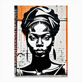 Vintage Graffiti Mural Of Beautiful Black Woman 49 Canvas Print