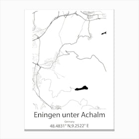 Eningen Unter Achalm,Germany Minimalist Map Canvas Print