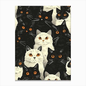 Perfectly Repeatable Artwork With Cute Cat Faces 47 Canvas Print