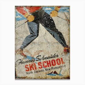 Vintage Travel Poster ― Ski School North Conway Posters Meribel 1 Canvas Print