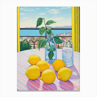 Amalfi Lemons Mediterranean View Canvas Print