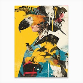 Asian Woman With Parrots Canvas Print