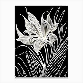 Saffron Leaf Linocut Canvas Print