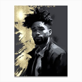 Black Man with Gold Abstract 5 Canvas Print