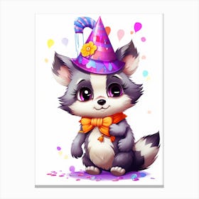 Cute Kawaii Cartoon Raccoon 37 Canvas Print