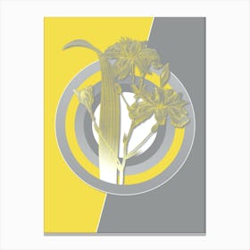Vintage Butterfly Flower Iris Botanical Geometric Art in Yellow and Gray n.297 Canvas Print