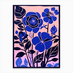 Blue Flower Illustration Rose 3 Canvas Print