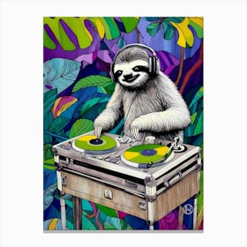 C A Sloth Dj V Canvas Print