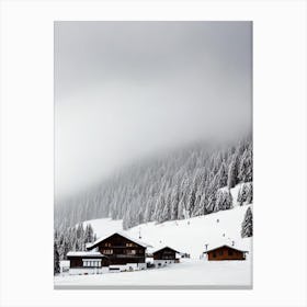 Oberstdorf, Germany Black And White Skiing Poster Canvas Print