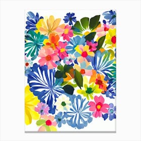 Daisies Modern Colourful Flower Canvas Print