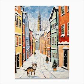Cat In The Streets Of Krakow   Poland With Snow 1 Canvas Print