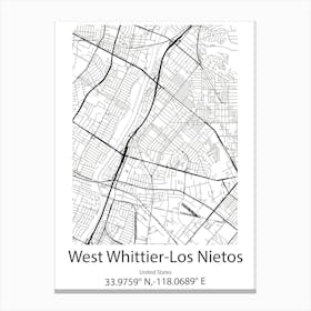 West Whittier Los Nietos,United States Minimalist Map Canvas Print