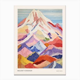 Mount Foraker United States 2 Colourful Mountain Illustration Poster Canvas Print