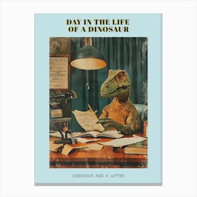 Dinosaur & A Letter Retro Collage 2 Poster Canvas Print