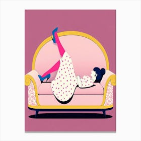 Woman Laying On A Couch 1 Canvas Print