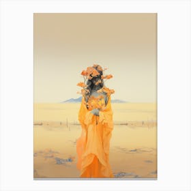 portrait of a woman in a field illustration 1 Canvas Print
