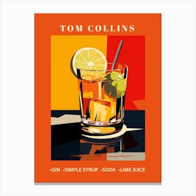 Tom Collins, Modern Minimalist Cocktail Art Prin Canvas Print