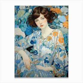 Lady In Flowers Canvas Print