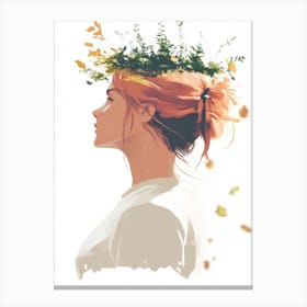 Girl With Flowers On Her Head 1 Canvas Print